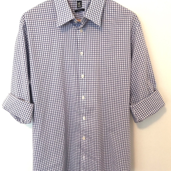 Nordstrom Men's Windowpane Check Shirt SZ 17 34/35 - Picture 2 of 3